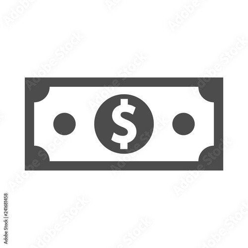 Money bill isolated on white background. Vector illustration.