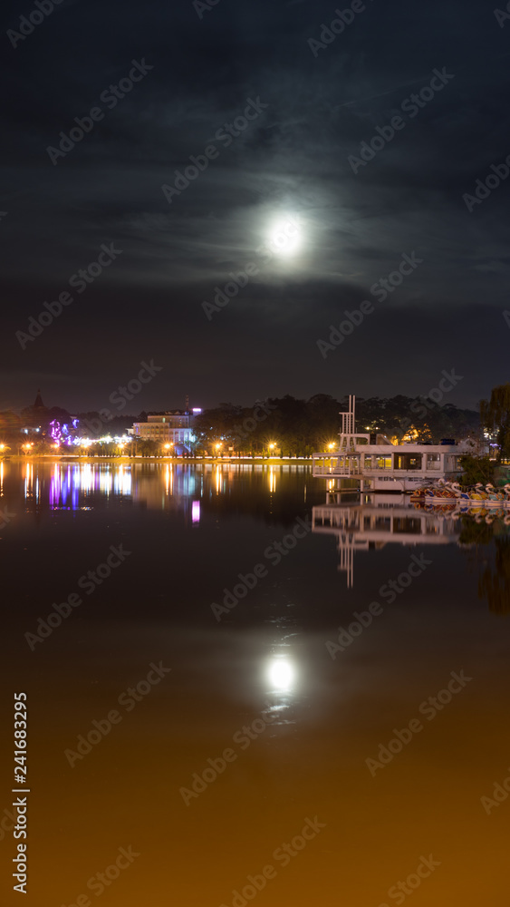 city at the lake by night