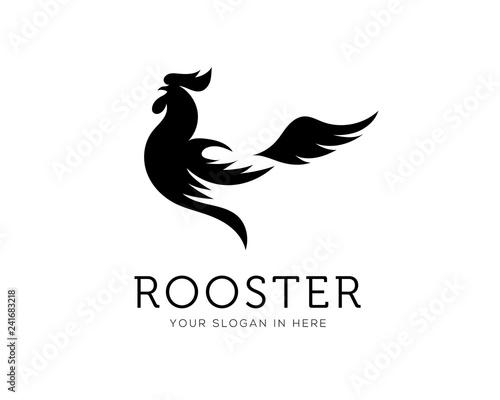 elegant drawing art rooster, chicken body logo design inspiration