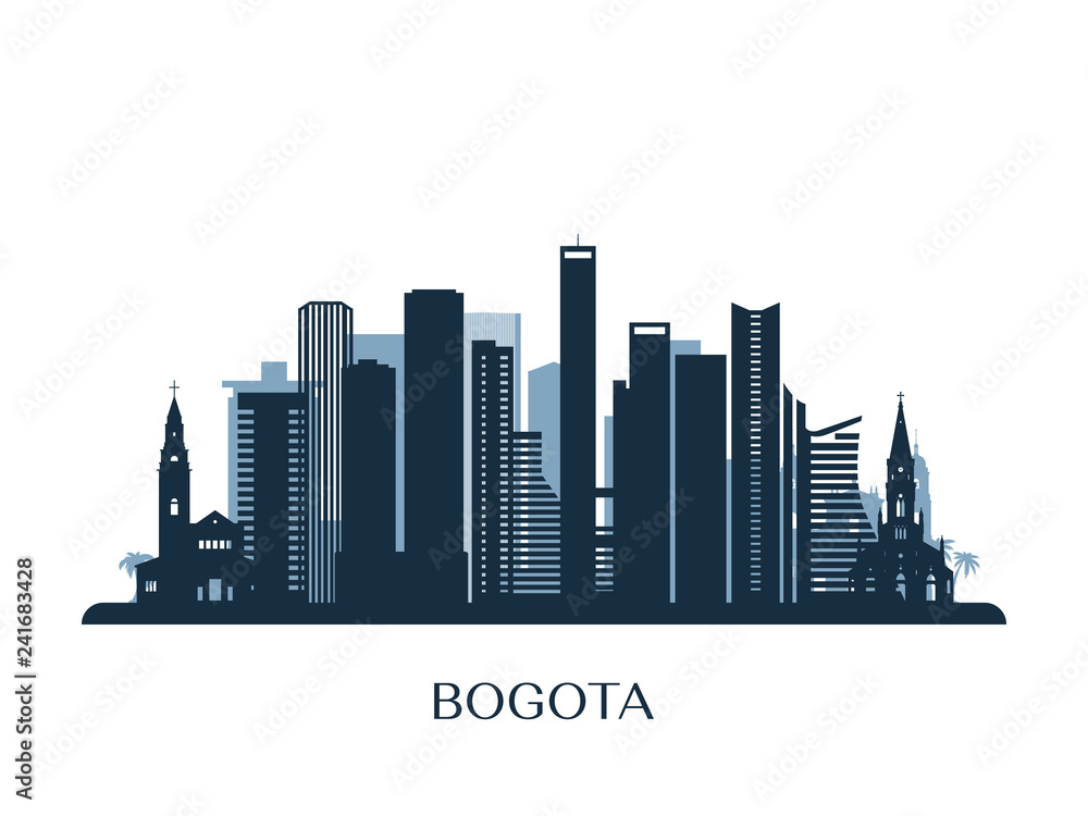 Obraz premium Bogota skyline, monochrome silhouette. Vector illustration.