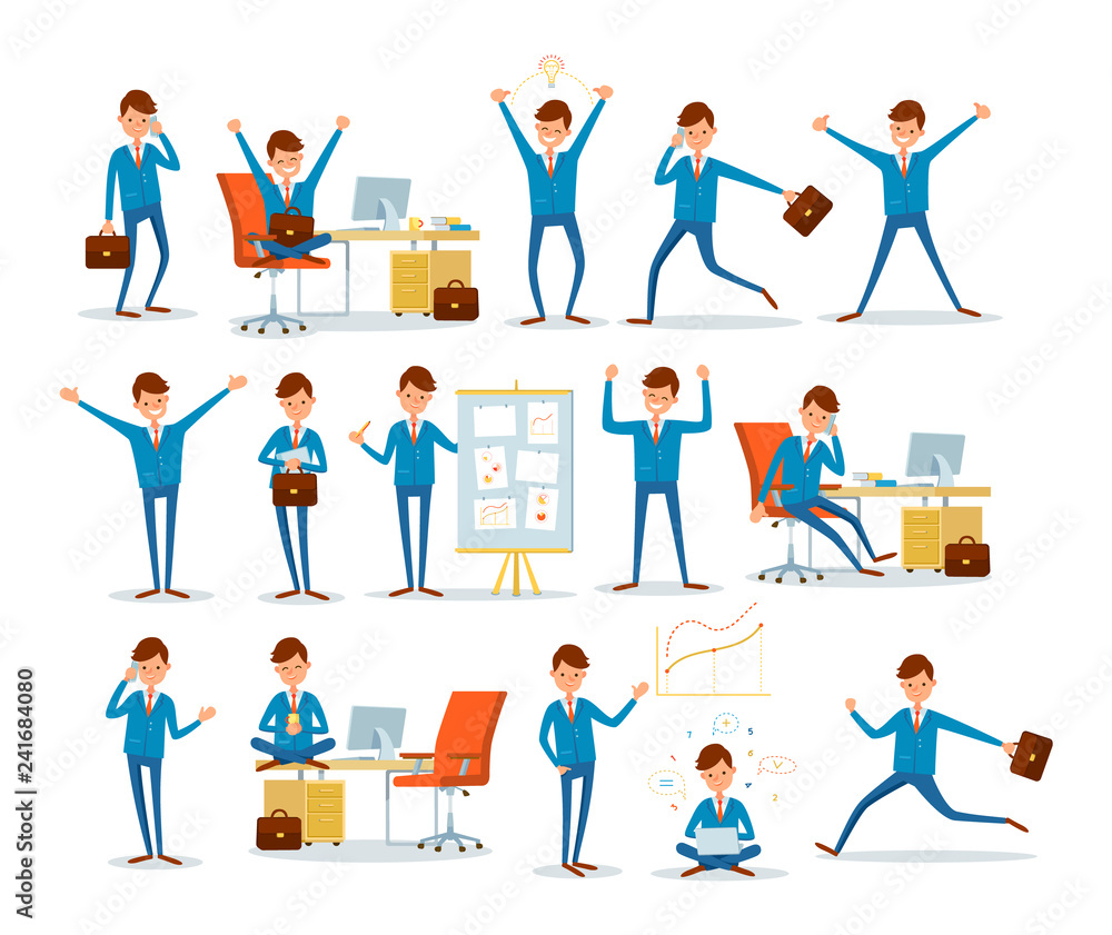 Man Businessman Characters in Office, ceo at Work