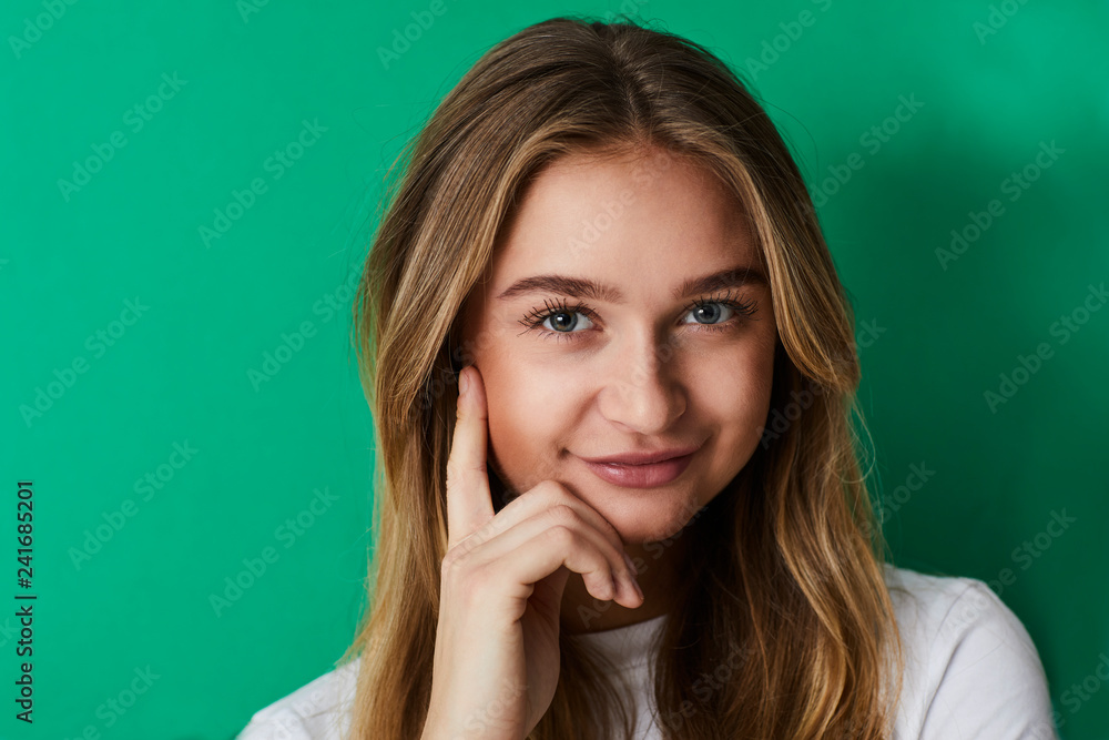 Pretty girl on green, portrait Pretty girl on green, portrait
