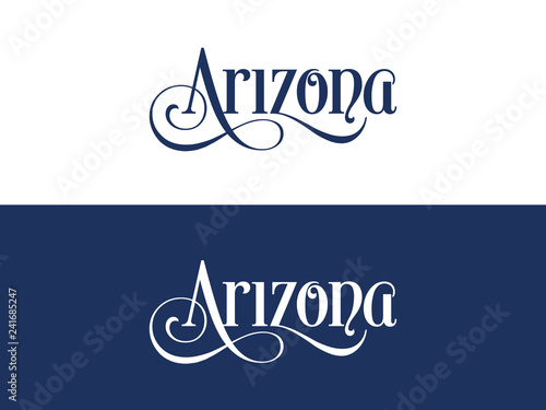 Typography of The USA Arizona States Handwritten Illustration on Official U.S. State Colors. Modern Calligraphy Element for your design. Simple vector lettering for t-shirts print, bags, posters etc.