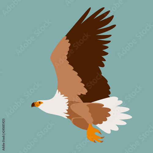 eagle flying , vector illustration , flat style, profile 