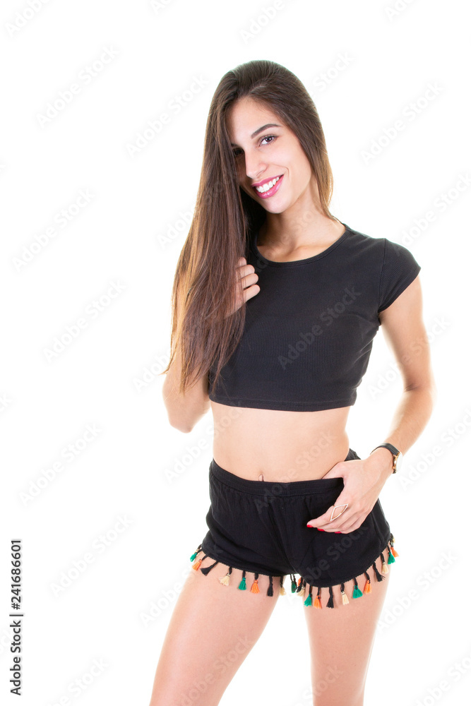 slim and beautiful girl standing in summer outfit slim and beautiful girl standing in summer outfit