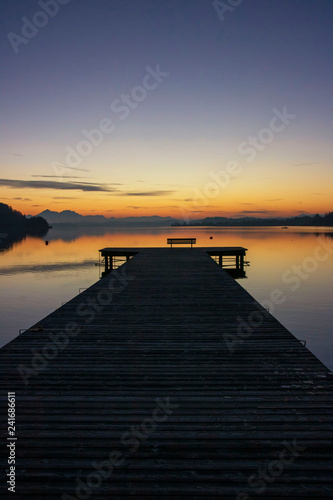 Fototapeta Naklejka Na Ścianę i Meble -  sunset at lake Wallersee, Salzburg, Austria