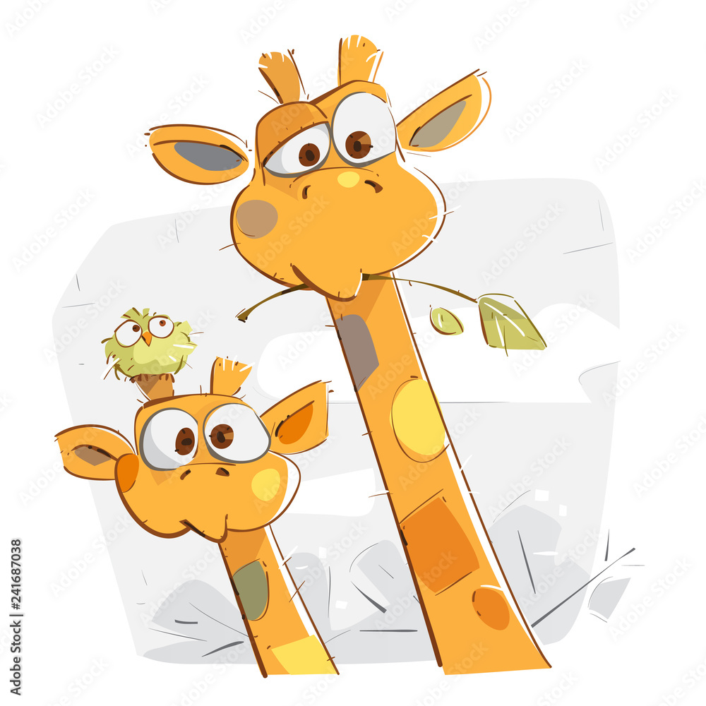 Fototapeta premium Matka żyrafa i jej dziecko