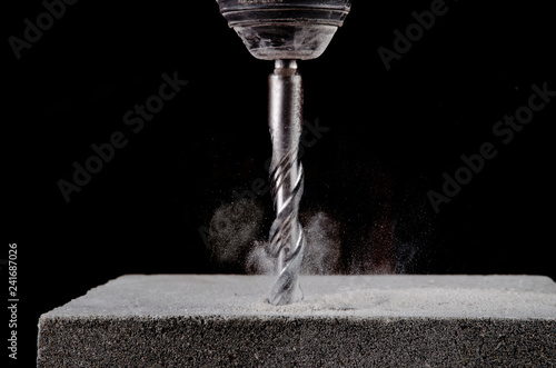 Closeup view of concrete drill bit photo