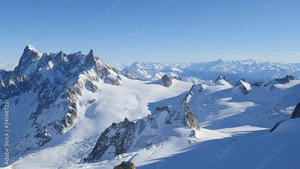 beautiful panoramic scenery view of europe alps mont blanc landscape from the aiguille du midi chamonix france
