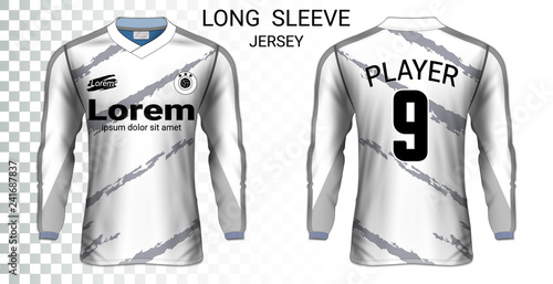 Long sleeve soccer jerseys, T-Shirt sport mockup template, Realistic graphic design for Football Uniform, Goalkeeper, Motocross, Unisex Cycling, etc, Easily to change logo, name, color in your styles.