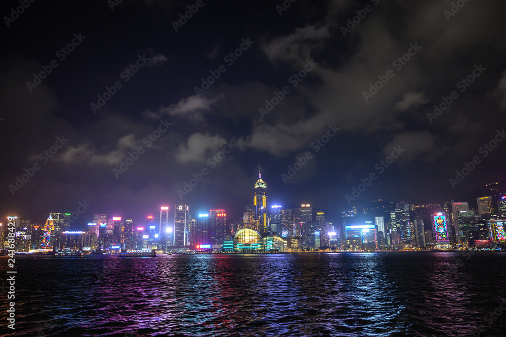 hong kong skyline at night , symphony of light hong kong skyline at night , symphony of light