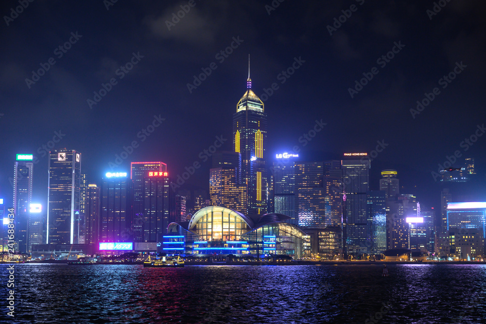 hong kong skyline at night , symphony of light hong kong skyline at night , symphony of light