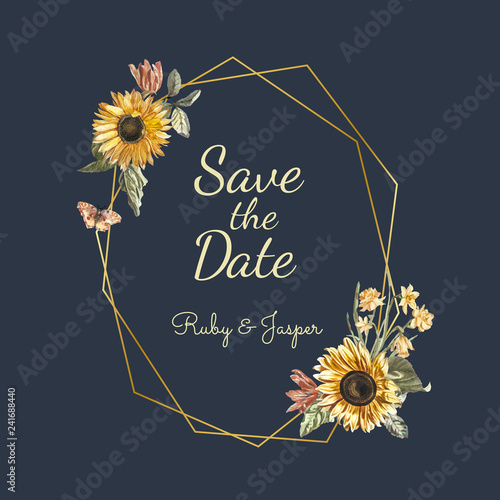 Save the date wedding invitation mockup vector