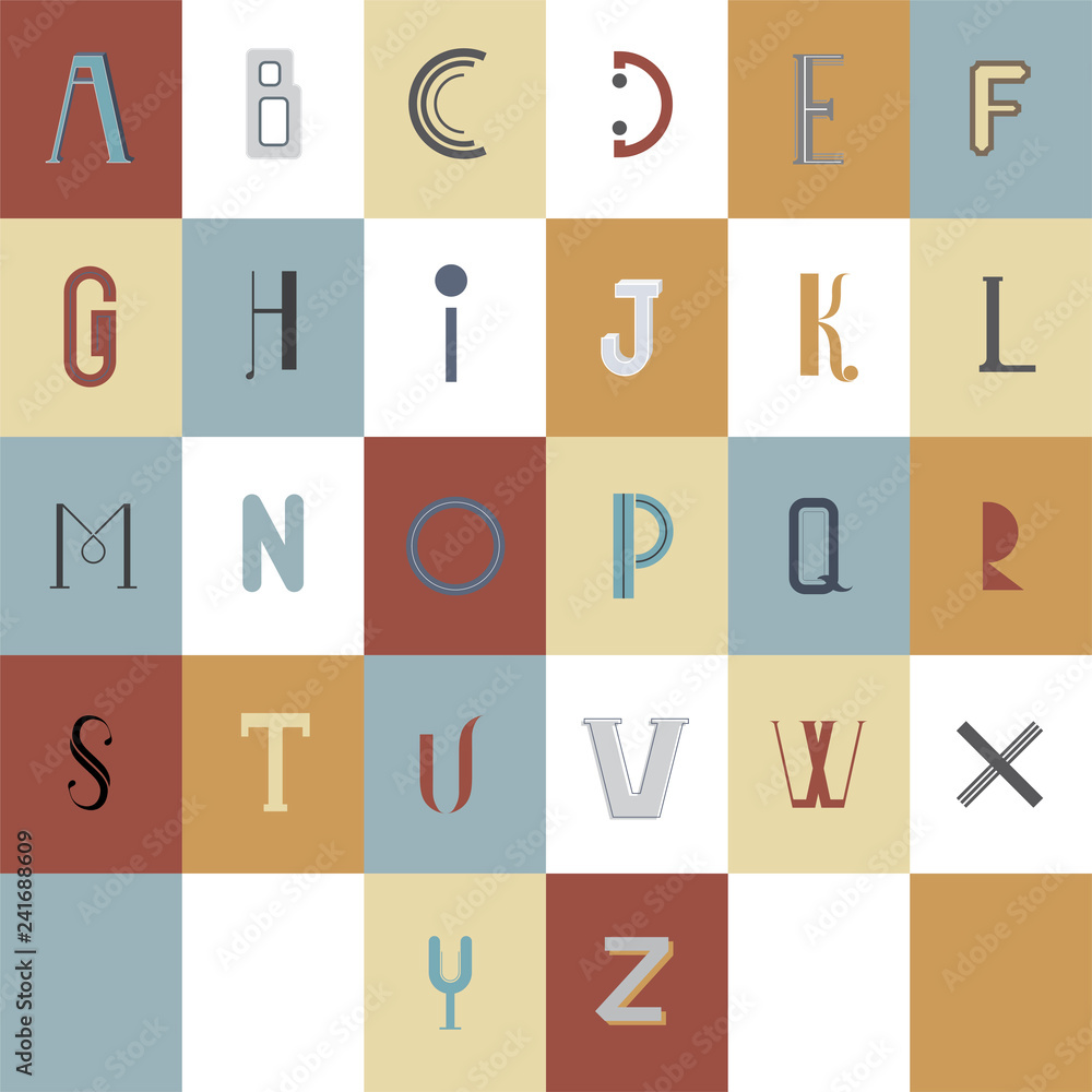 English alphabet letter A to Z icon isolated Stock Vector | Adobe Stock