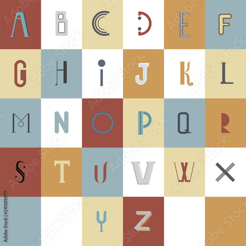 English alphabet letter A to Z icon isolated