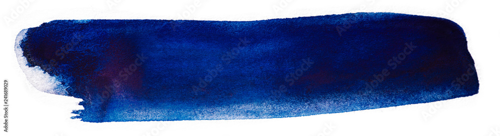 dark blue watercolor stain on a white background - obrazy, fototapety, plakaty 