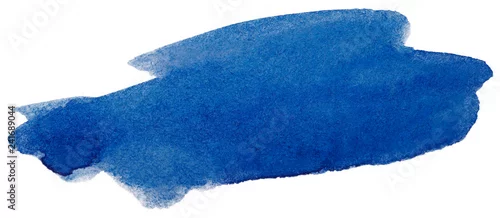 Panel kuchenny z motywem Blue watercolor stain, on white background isolated. Hand-drawn blot on white background isolated.