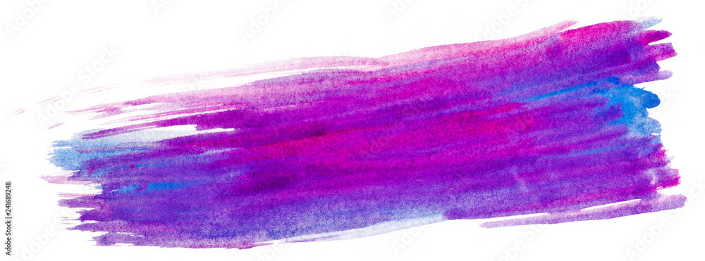 Purple violet blot spot watercolor hand-drawn on white background isolated