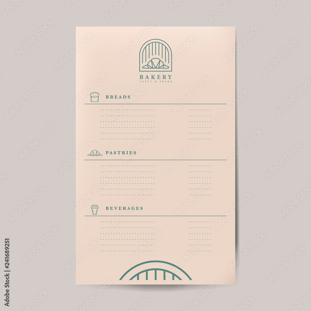 Pastries and beverages menu template vector - obrazy, fototapety, plakaty 