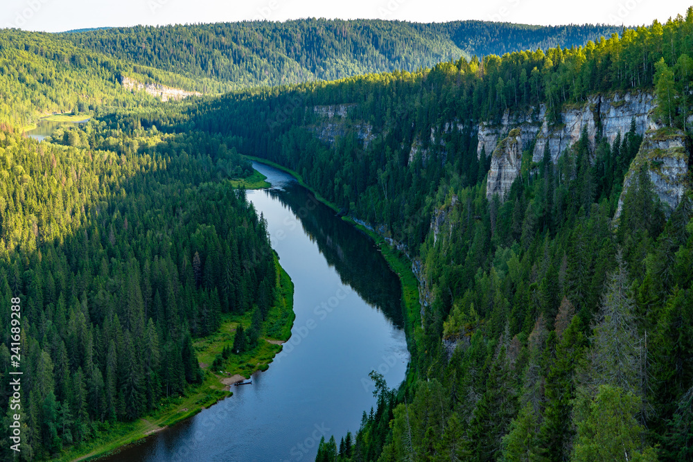 Usva river in Perm. Ural mountains, Russia