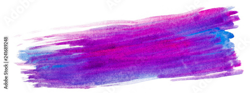 Purple violet blot spot watercolor hand-drawn on white background isolated