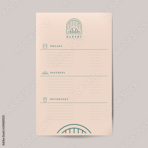 Pastries and beverages menu template vector