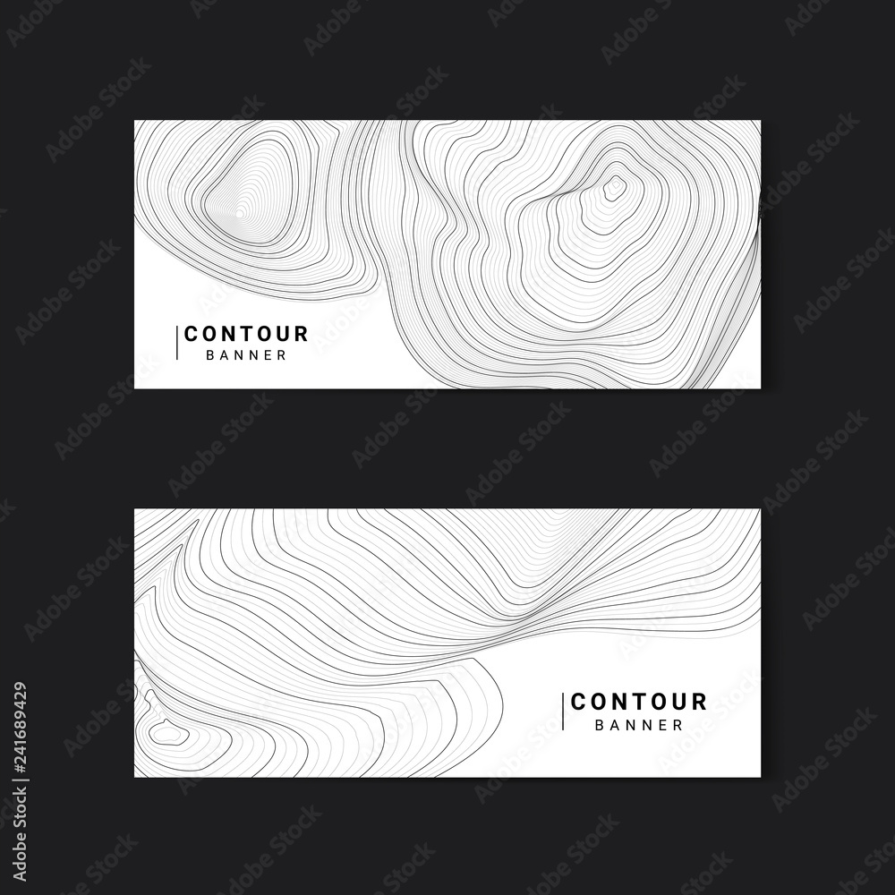 Monochrome abstract contour lines set Monochrome abstract contour lines set
