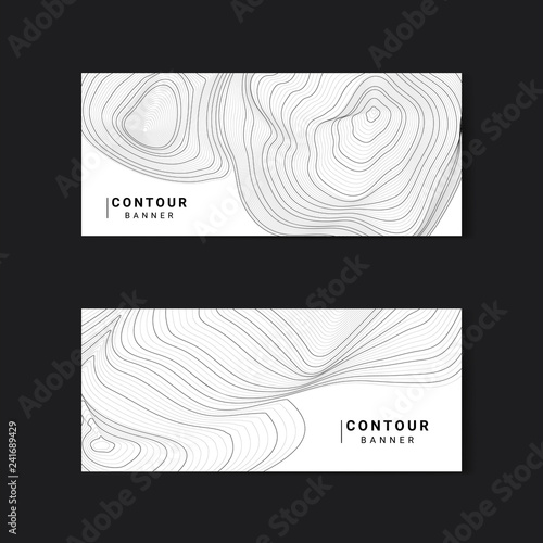 Monochrome abstract contour lines set