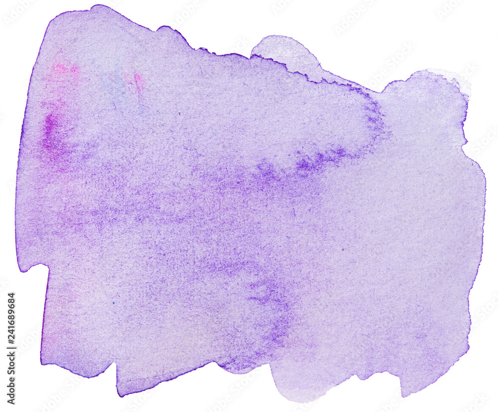 Violet with a blue tint blot spot watercolor hand-drawn on white background isolated Violet with a blue tint blot spot watercolor hand-drawn on white background isolated
