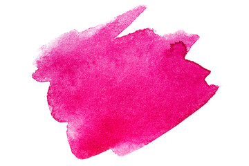 Magenta blot spot watercolor hand-drawn on white background isolated