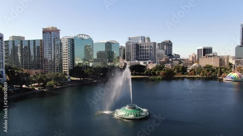 Aerial of buildings and scenery in Downtown Orlando, Florida photo