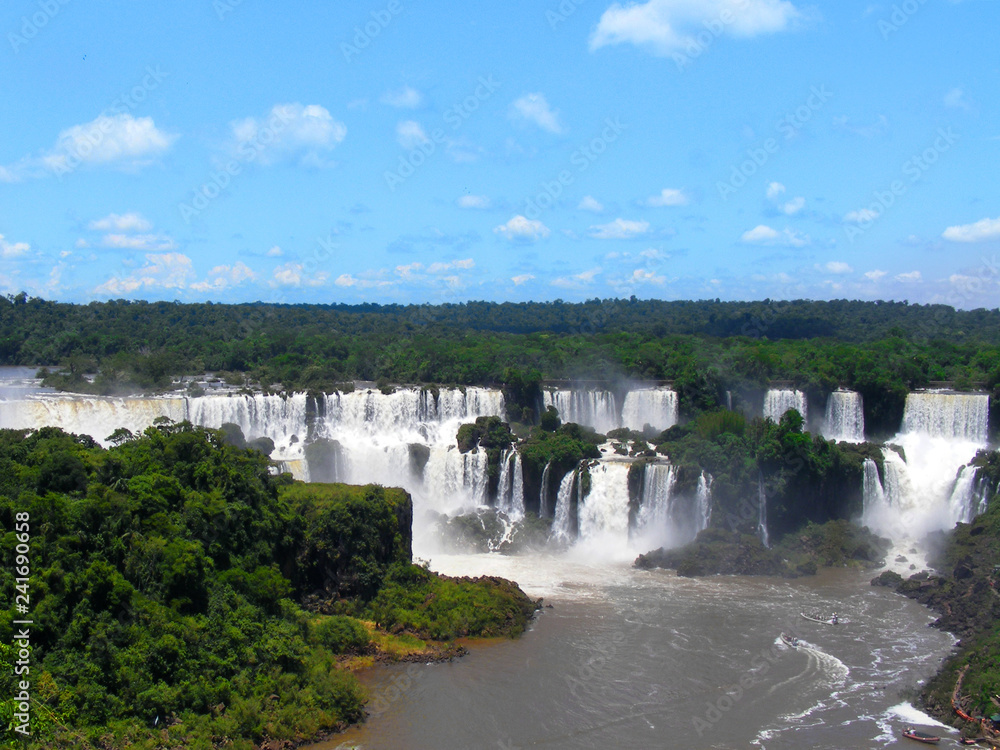 Iguazu Falls ( foz de Iguacu) , Seven Wonders of the world. Foz de Iguazu, Border Between Argentina and Brazil. UNESCO Heritage.