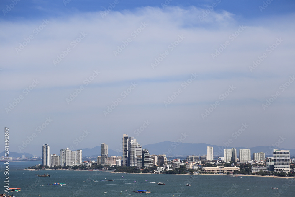 Obraz premium Pattaya beach and city top view, Chonburi, Thailand.