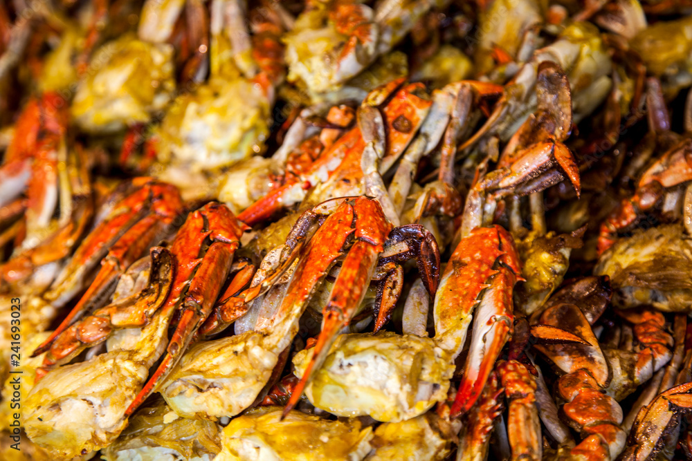 China street seafood style, grilled big crab China street seafood style, grilled big crab