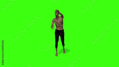 Zombie walking animation. Halloween concept. Green screen animation.