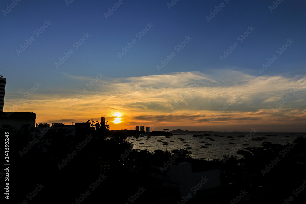 Siluette Pattaya Beach Chon Buri after sunset Siluette Pattaya Beach Chon Buri after sunset