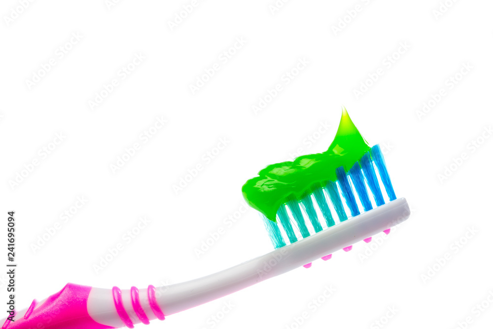 toothbrush and toothpaste on an isolated background toothbrush and toothpaste on an isolated background