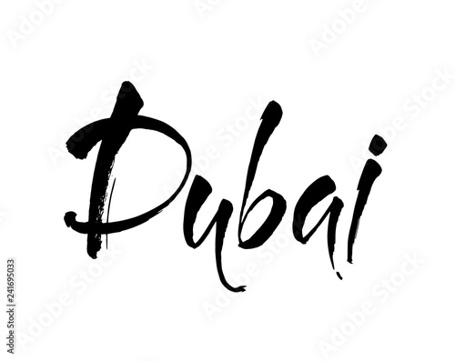 Dubai. Brush Lettering of UAE Dubai city. Modern brush calligraphy. Isolated on white background. Vector