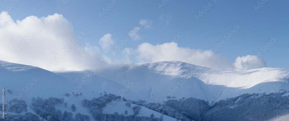 empty winter background - landscape panorama of mountains range