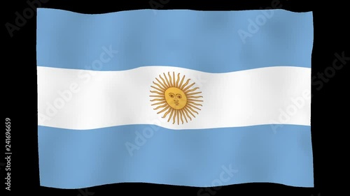 Flag of Argentina, 60 fps, slow motion, lopped, alpha channel