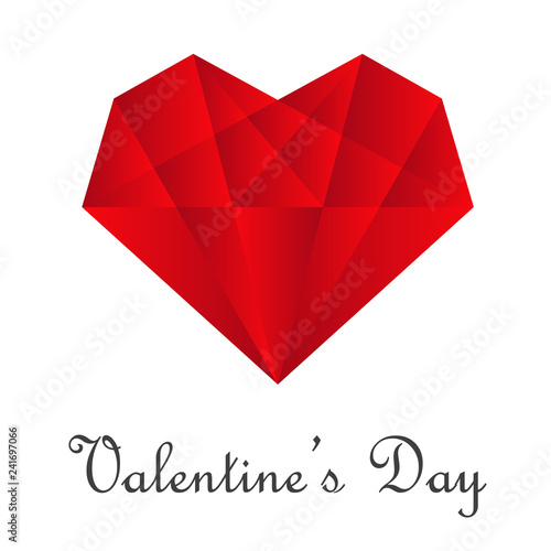 Logotipo abstracto con texto Valentine's Day con corazón como diamante en color rojo
