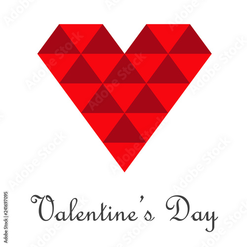 Logotipo abstracto con texto Valentine's Day con corazón con triángulos en color rojo