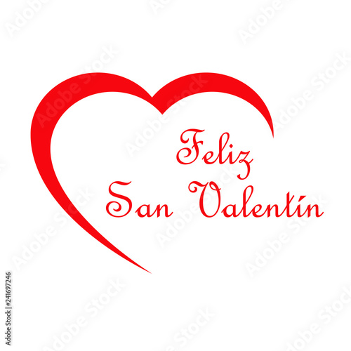 Logotipo con texto Feliz San Valentín con corazón en espacio negativo en rojo