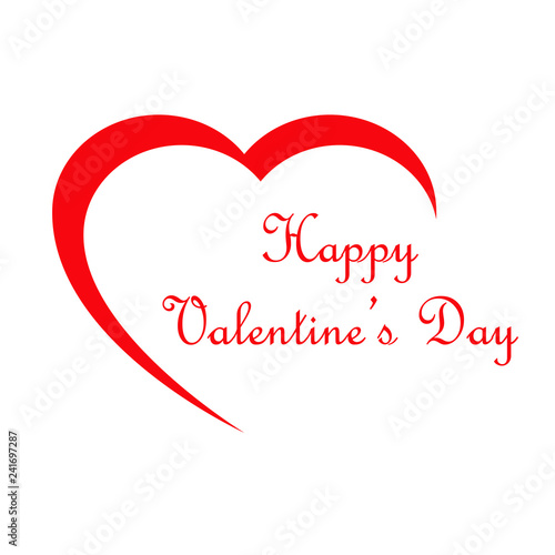 Logotipo con texto Happy Valentine's Day con corazón en espacio negativo en rojo