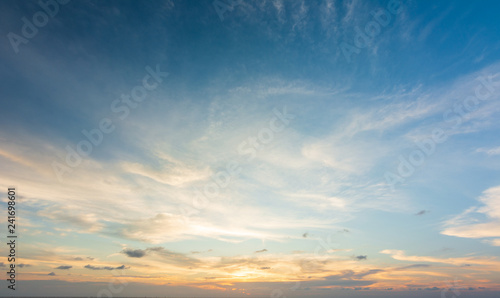 Abstract Colorful sky with sunset view in the evening or sunrise and clouds background in the morning in nature concept.