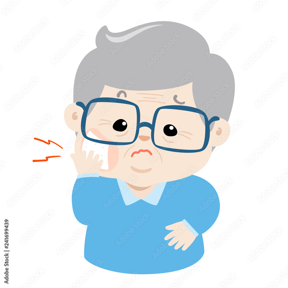 Grandpa having toothache cartoon vector. Grandpa having toothache cartoon vector.