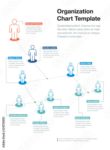 Simple company organization hierarchy chart template with place for your content. Easy to use for your website or presentation.