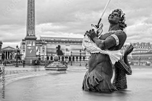 Close up of the Fontaine des Mers on Place de la Concorde in Paris photo