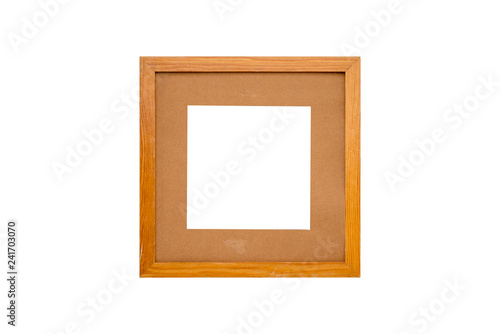 old wood picture frame with passepartout, isolated on white