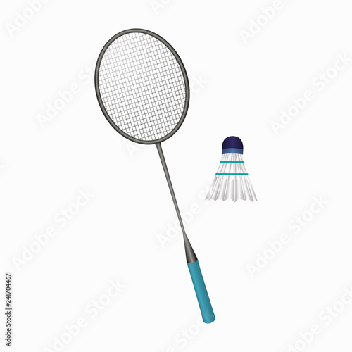 Badminton racket and shuttlecock. Vector illustration of equipments for badminton game sport . Vector illustration. EPS 10.